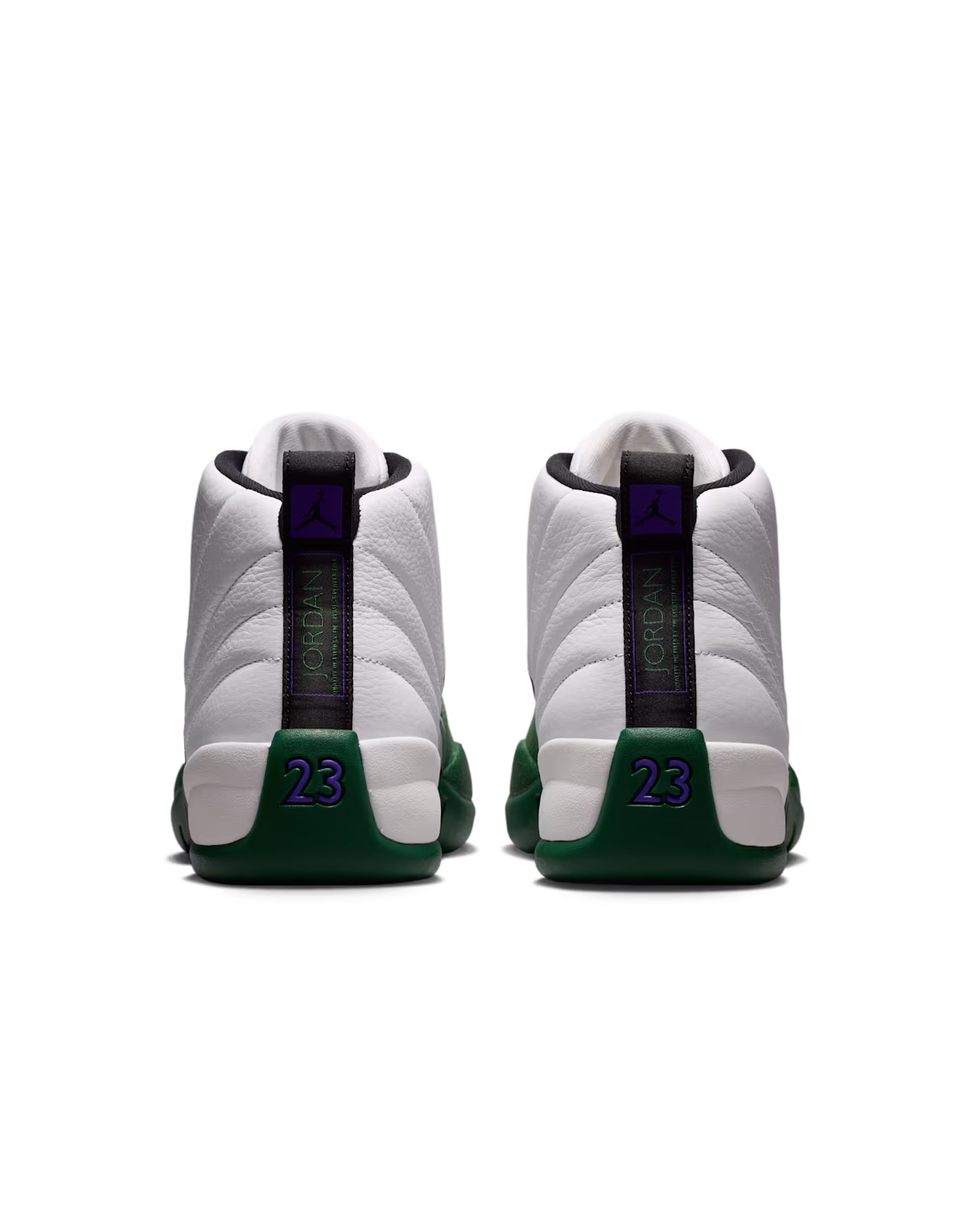 Air Jordan 12 Summit White and Gorge Green 背面ビュー ペア