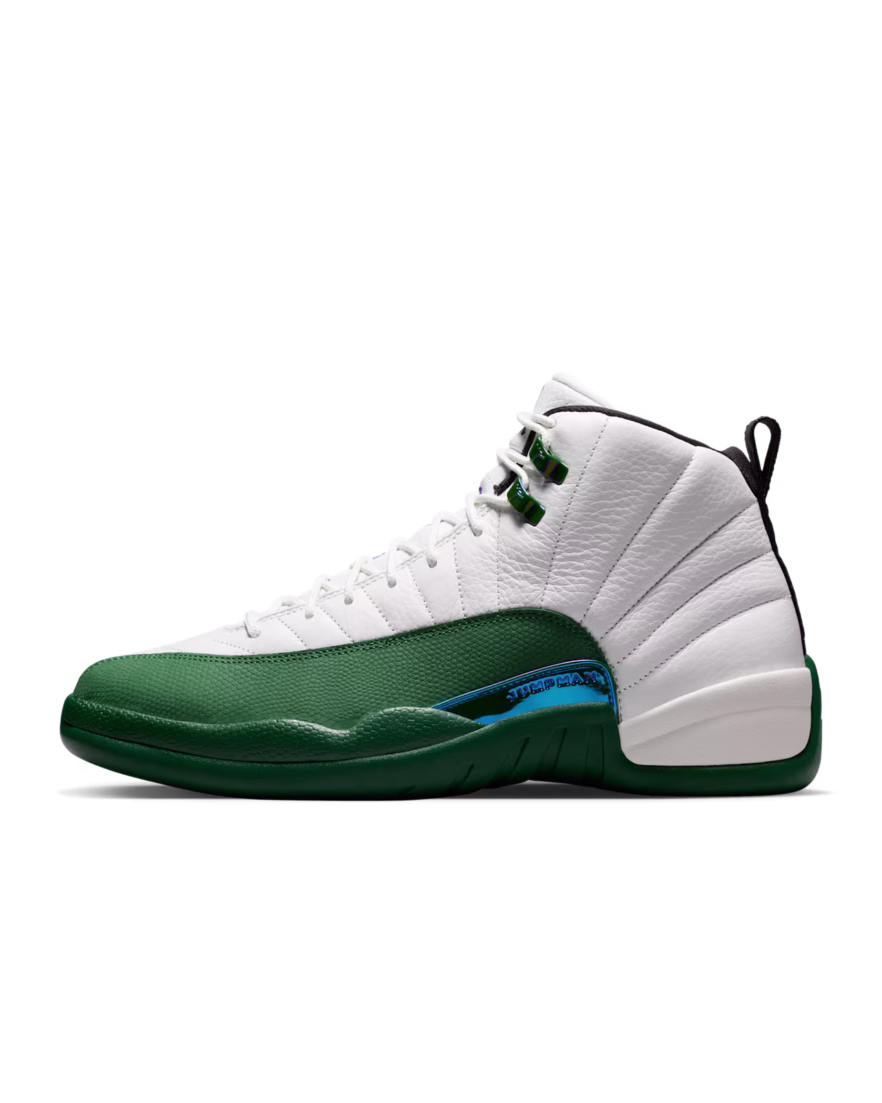 Air Jordan 12 Summit White and Gorge Green 斜めアングル ペア