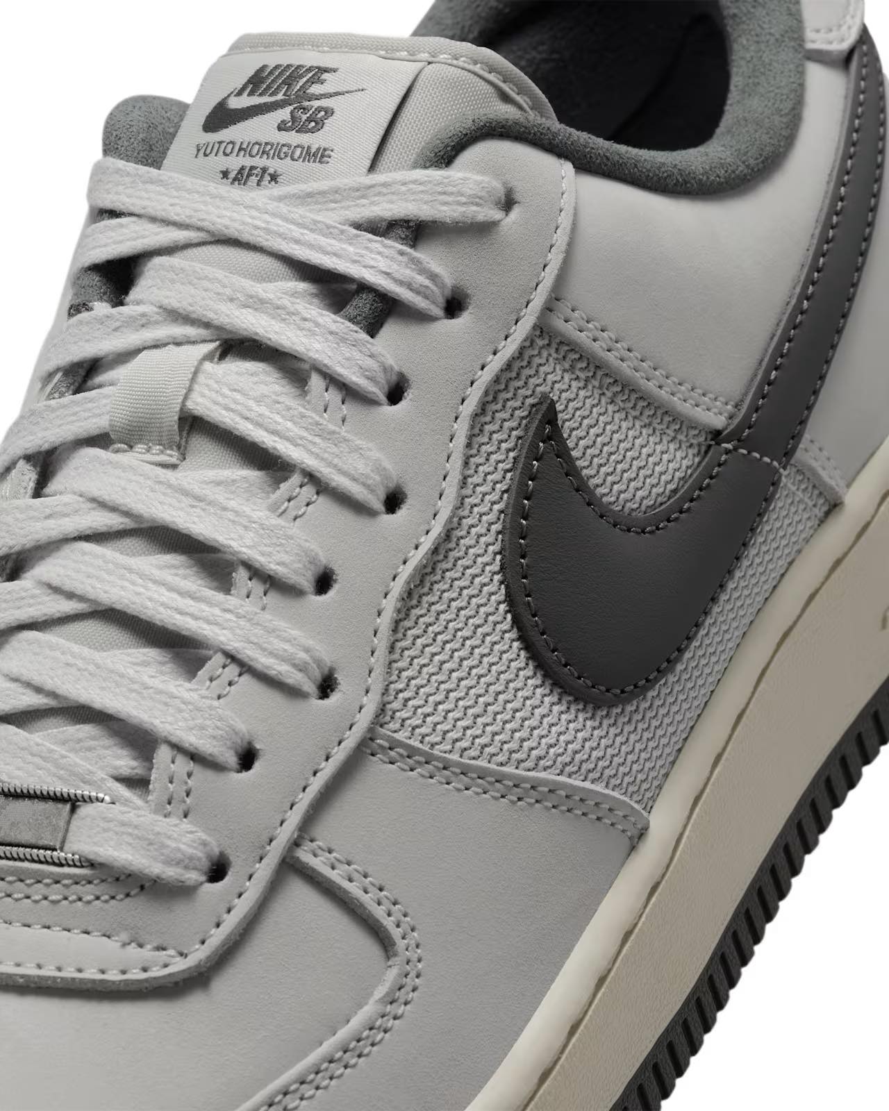 Nike SB Air Force 1 x Yuto シュータンとアッパーのディテール