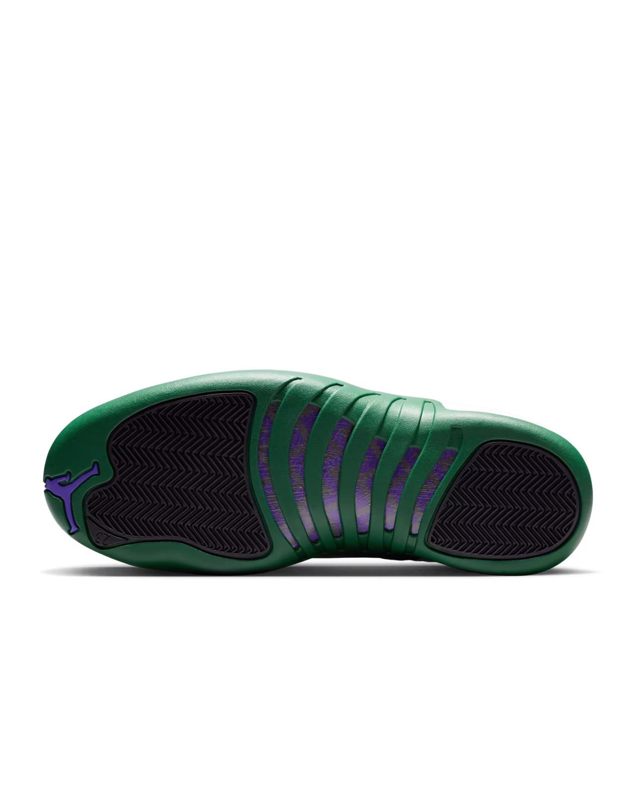Air Jordan 12 Summit White and Gorge Green サイドビュー 一枚革アッパー